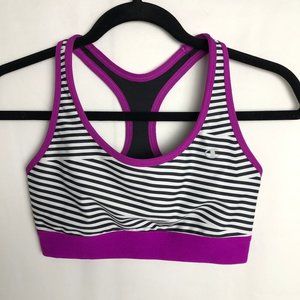 Champion Medium Support Striped Logo Sports Bra